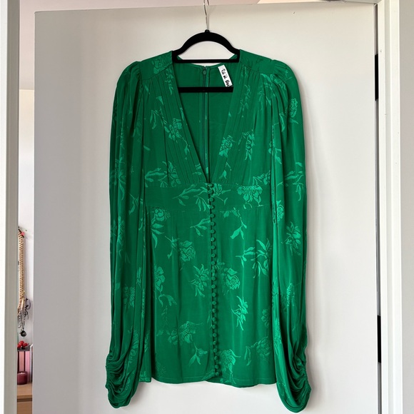 Rat & Boa Isabella Balloon Sleeve Green Floral Mini Dress - Picture 4 of 8